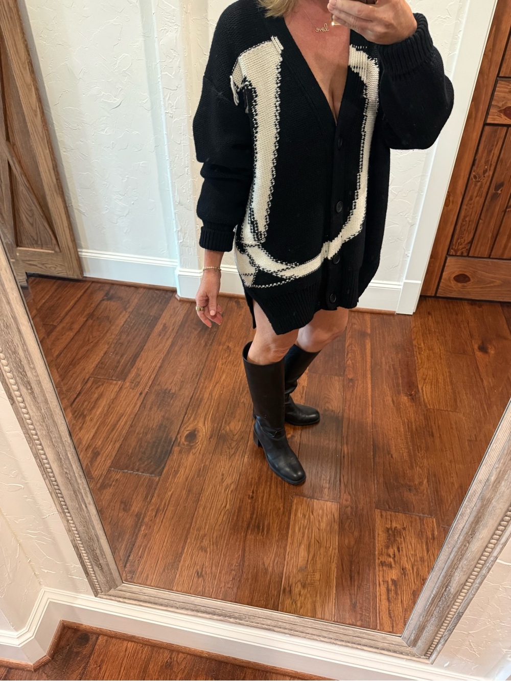 Off-White Black and White Graphic Knit Cardigan